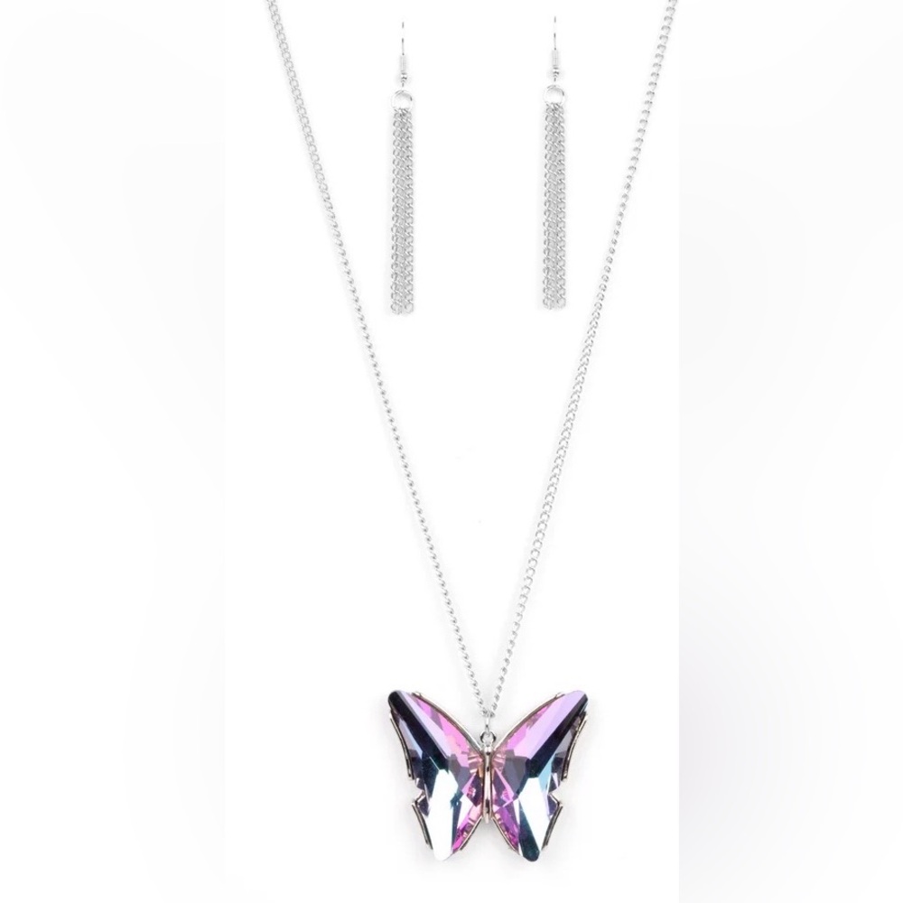 Butterfly Pendant Necklace & Earring Set - Picture 4 of 4